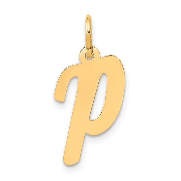 14k Yellow Gold, Madison Collection, Medium Script Initial P Pendant - Picture 1 of 5